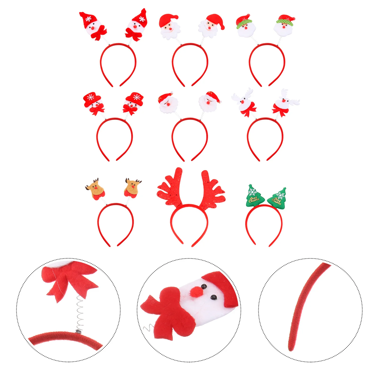 

9Pcs Christmas Hair Hoops Soft Material Non-Fading Headband for Holiday Party Christmas Hair Bands Kids Adults Decoration