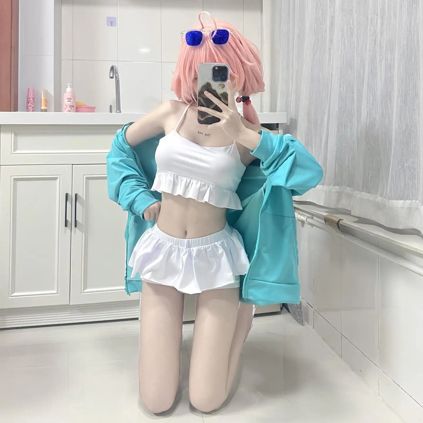 Summer Cosplay Swimwear Set Blue Archive Little Bird Swimming Suit Female Model Uniform Outfit Anime Themed Two-Piece Swimsuit