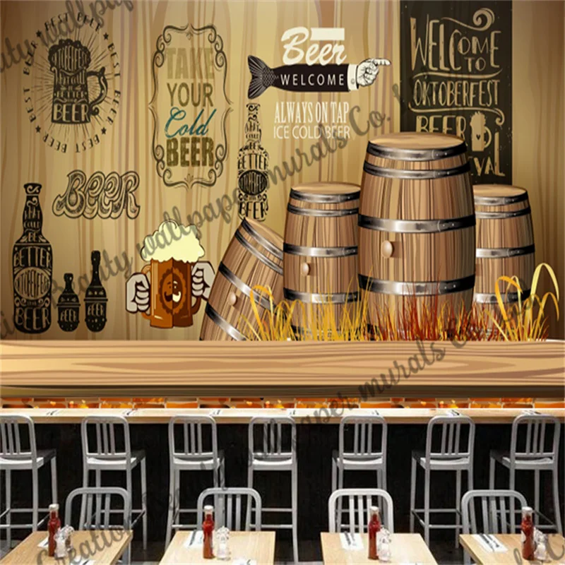 

Vintage Wood Beer Wallpaper Industrial Decor Mural Bar Club Restaurant Background Papel Tapiz Para Pared Moderno Contact Paper