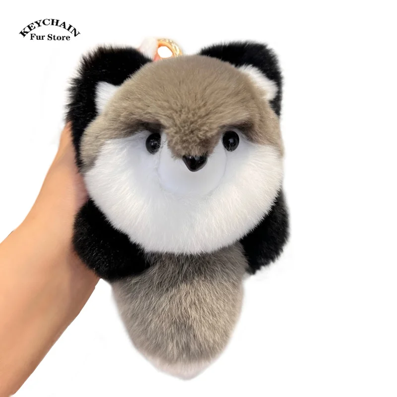 

Kawaii Real Rabbit Fur Bag Charm Fox Plush Toys Plush Doll Women Bag Pendant Soft Stuffed Animal Toy Cute Plushies Birthday Gift