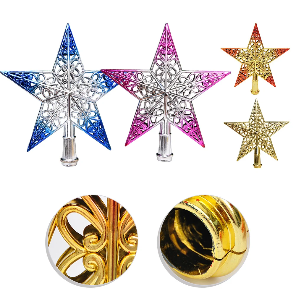 Estrella superior del árbol de Navidad de 20cm, adorno navideño de cinco estrellas, estrella superior del árbol, estrella superior dorada, adornos colgantes para árbol de Navidad