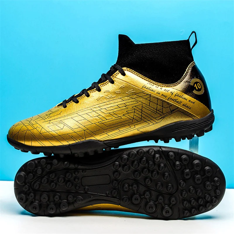 

New Fashion Golden Men's Turf Soccer Shoes Unisex Original Professional Field Football Boot Men Trainers Futsal Sneakers Size 46