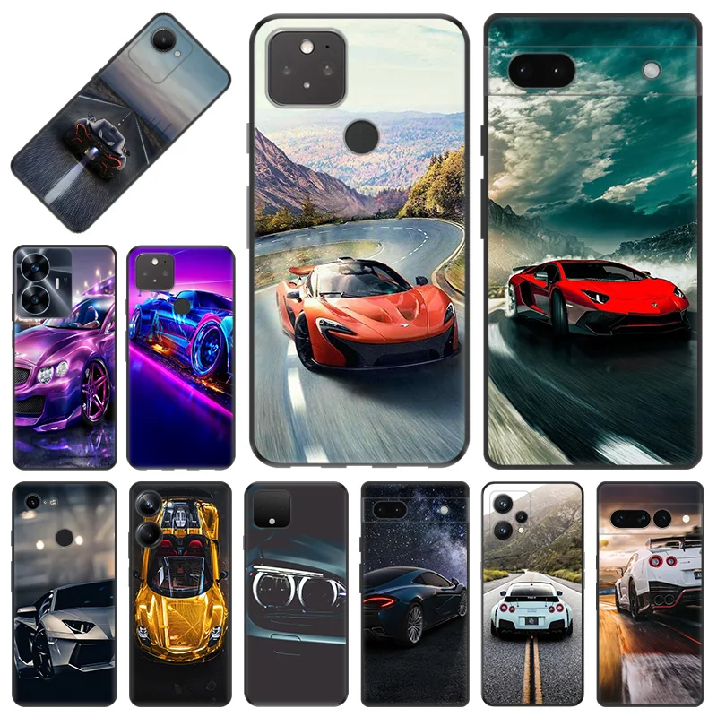 Phone Case for Pixel 8 Pro 8a 7a 6a 7 6 Motorola G200 Edge 40 30 20 One Fusion Power Super Car Soft Black Anti-Drop Cover