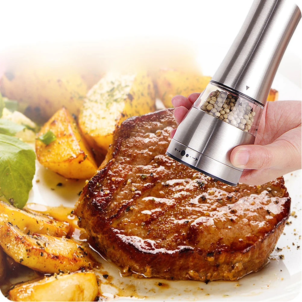 

Adjustable Stainless Steel Manual Salt Pepper Mill With Glass Window Coarse Fine Grinder Wide Mouth Kitchen Spice Tool