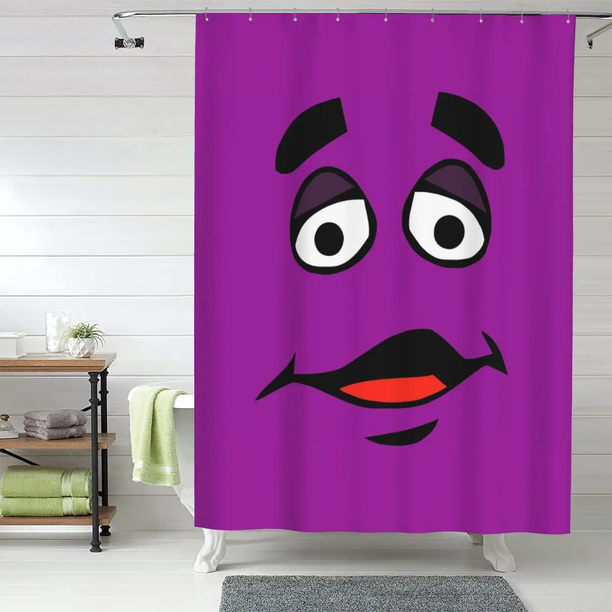

Grimace Cartoon Design Shower Curtain Bathroom Polyester Waterproof Bath Curtains with Hooks