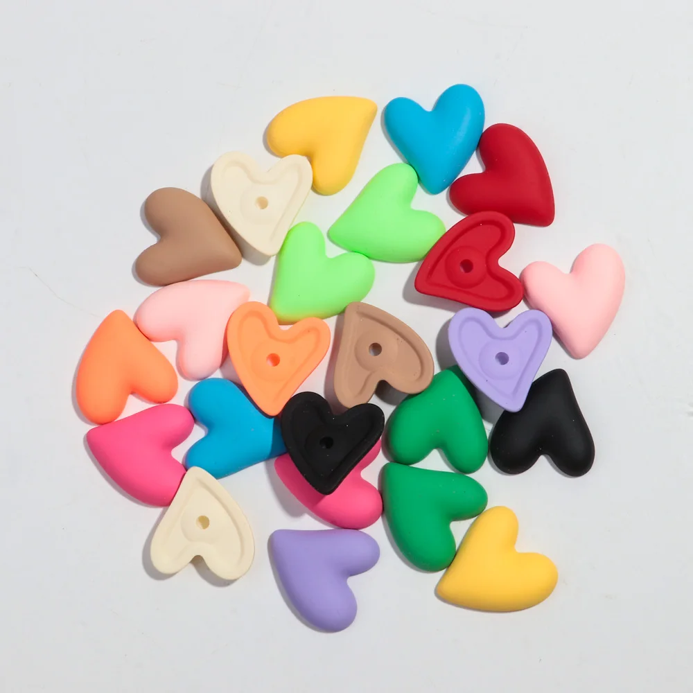 10pcs Cute Matte Acrylic Heart Bead Charms Colorful Love Pendant for Jewelry Accessories Making DIY Hairclip Earrings Wholesale
