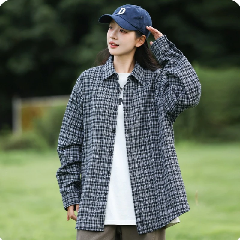 

Клетчатая рубашка, женский осенний топ с длинными рукавами, женская винтажная модная однобортная блузка, женские свободные рубашки в клетку в консервативном стиле