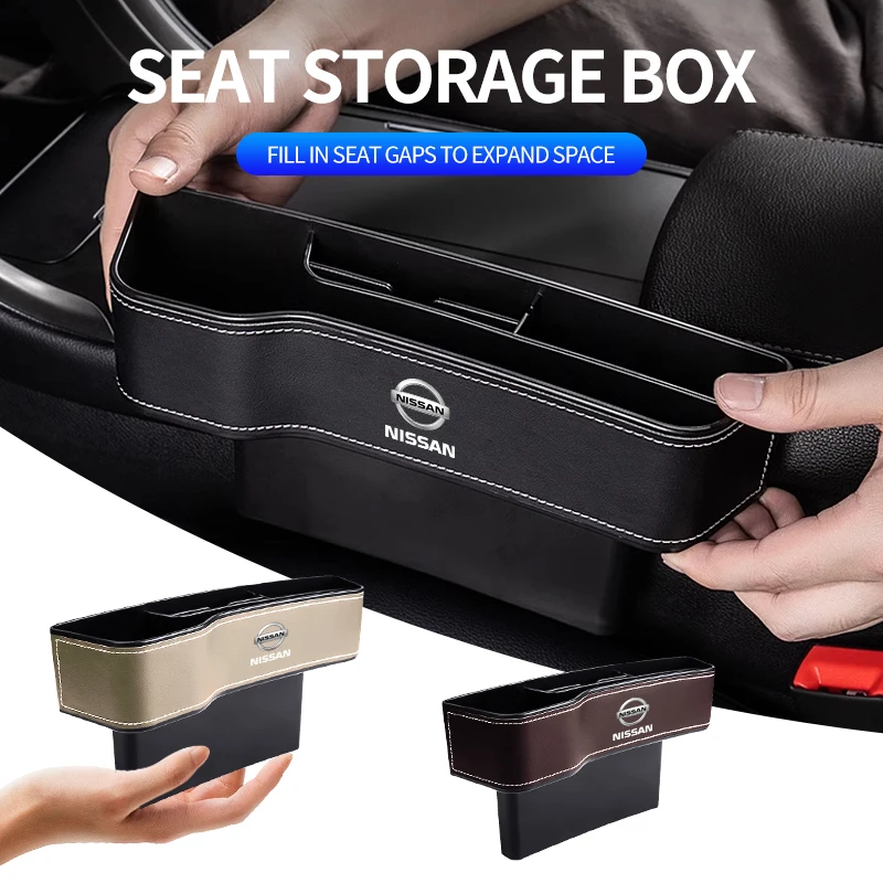 PU Leather Car Seat Gap Box Interior Seat Side Organizer For Nissan Qashqai J11 J10 X-trail T32 Juke Altima Sentra Micra Leaf