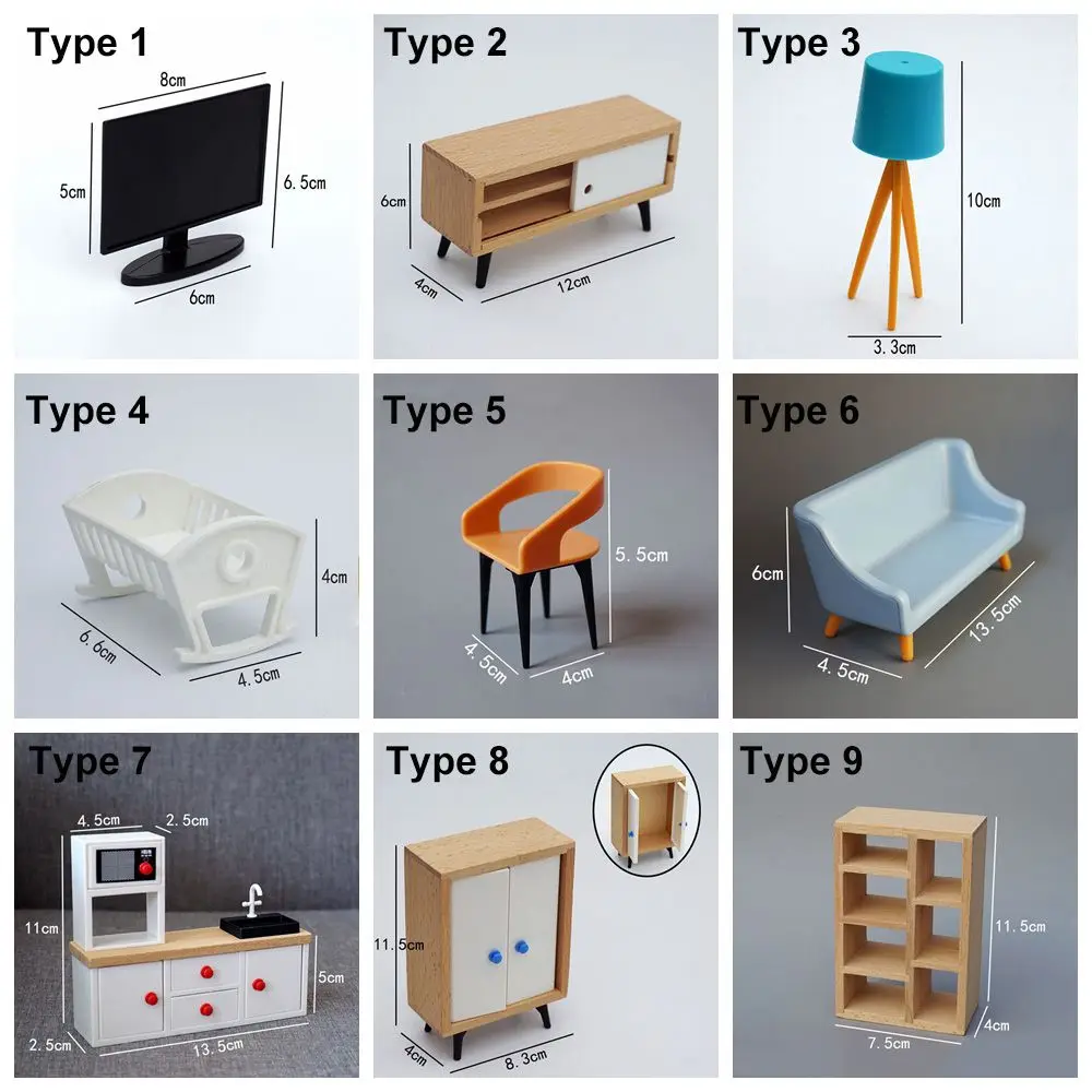 Meubles miniatures de maison de courses, échelle 1:12, accessoires de scène de poupées, mini mobilier, canapé-lit, armoire, meuble TV