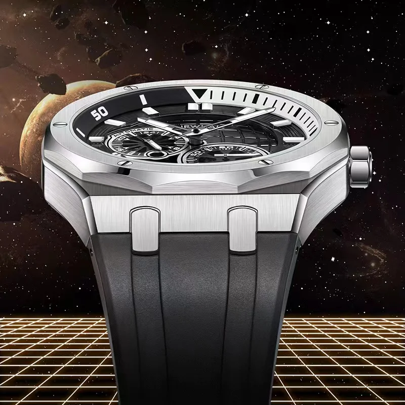 Casual Earth Automatic Man Watch Latest Rose Polygon Mechanical Watches for Men Stainless Steel Luminous Waterproof montre New