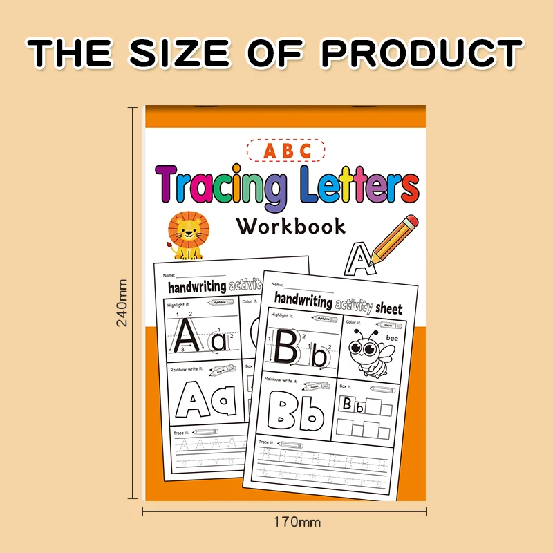 Baby learns to write letters early education ABC red drawing exercise book Fun handwriting workbook