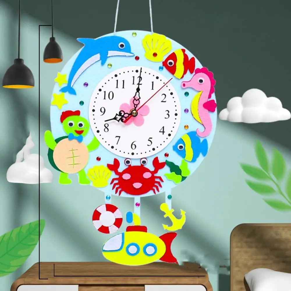 

Nonwoven Fabric Cognition Clocks Toys Cartoon Clock Hour Minute Second DIY Clock Toys DIY Puzzle Time Teaching Aid
