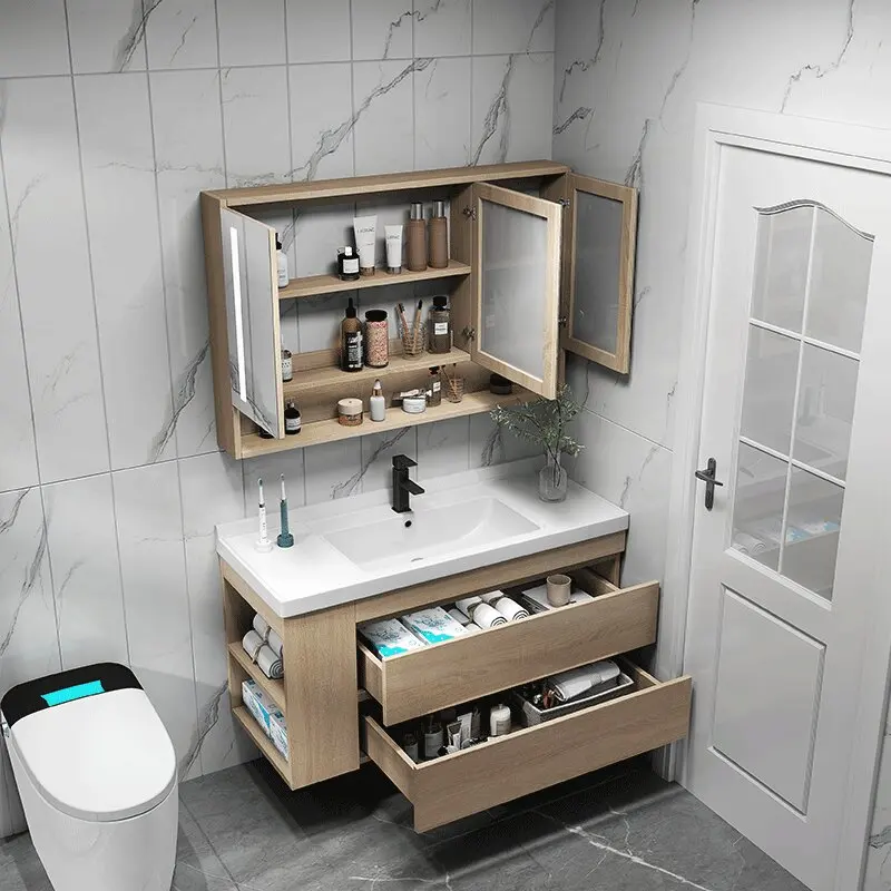 

Storage Cabinet White Bathroom Mirror Multipurpose Luxury Kitchen Station Sink Under Bathroom Vanity Home Hovedskapet Furniture