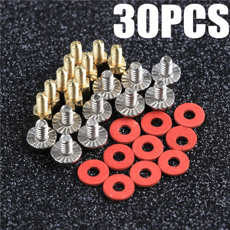 30Pcs Assorted M3 Computer Golden Motherboard Riser Silver Screws Red Washers Set Security Screws Tornillos De Todas Las Medidas