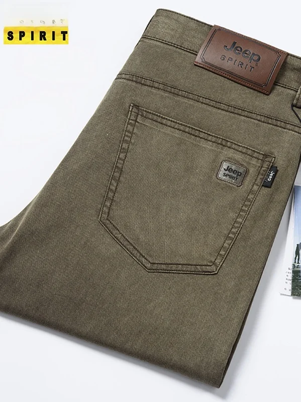 

Summer Thin Jeans Casual Pants for Men Original Tail Goods Loose Straight Leg Zipper mid High Waist Long Busin Gentleman