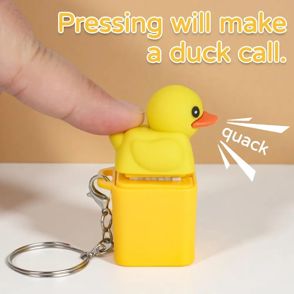 Pato Quacking Fidget juguete Quacking pato llavero Mini Quacking pato alivio del estrés plástico Rana pato llavero para aliviar el estrés