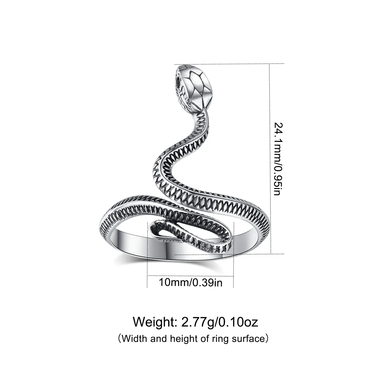 AEONSLOVE 925 Sterling Silver Snake Ring for Women Men Adjustable Animal Finger Ring Gothic Pagan Jewelry Accessories Gift 5