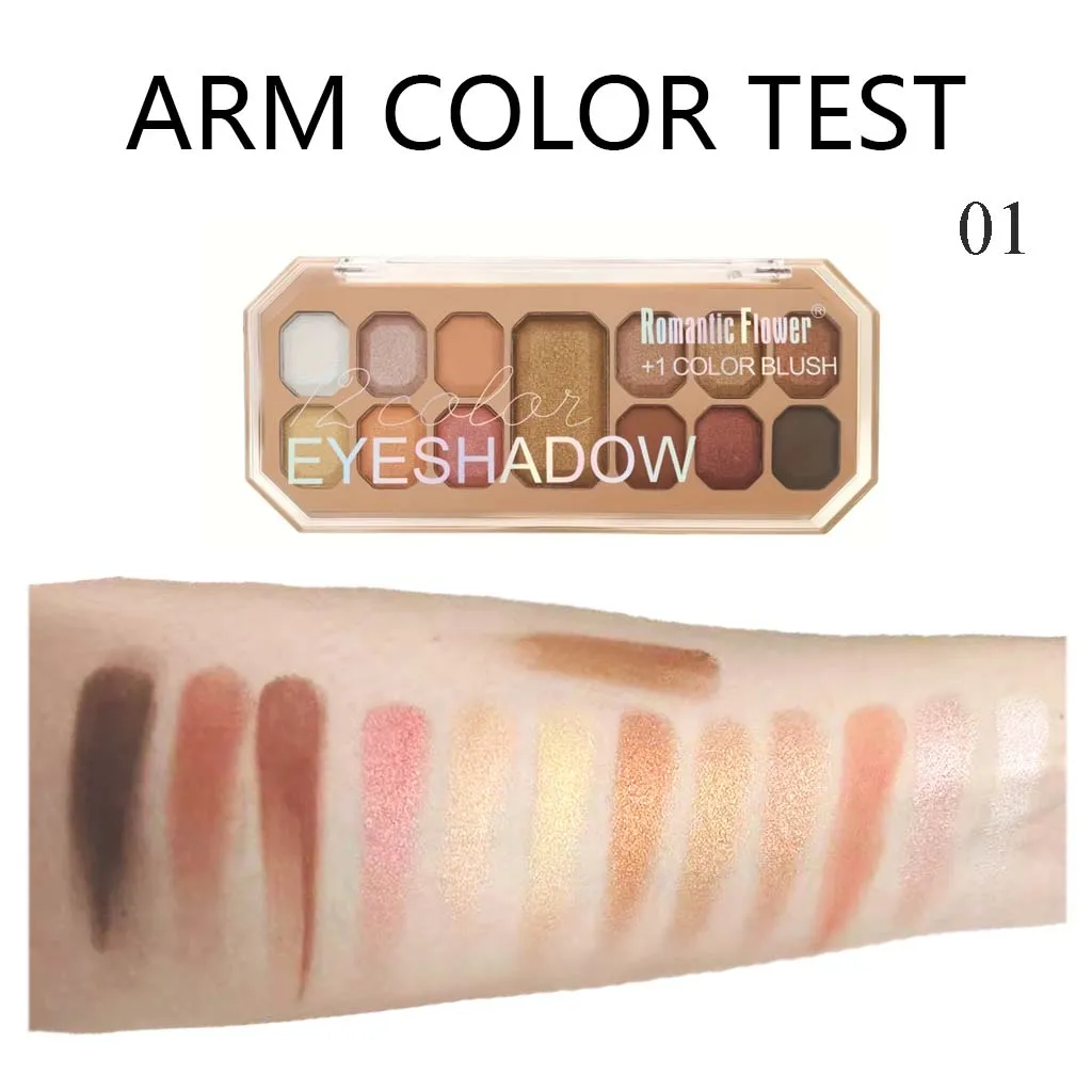 12-kleuren oogschaduwpalet met blozen Langdurige waterdichte gezichtsmake-upset voor dagelijks gebruik Make-upbakje en oogschaduwdoos