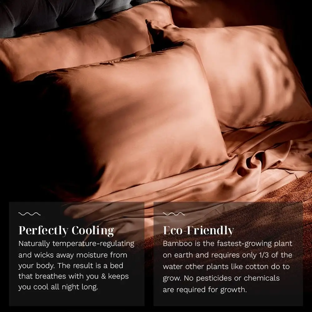 Luxury Sheet Set  100% Rayon (Viscose) from Bamboo  California King - Terracotta  Deep Pockets  4-Piece Set