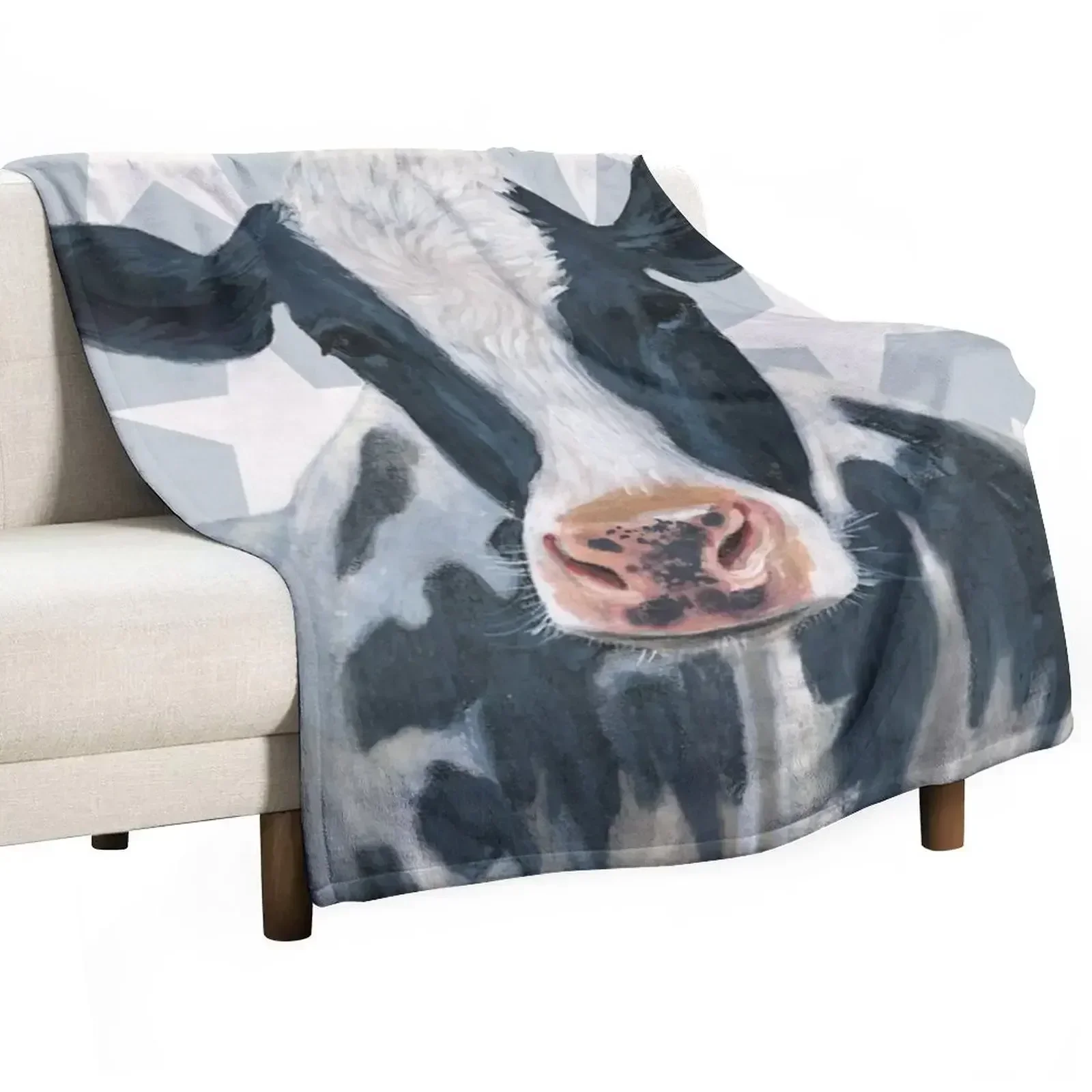 Patriotic Farm Cute Cow Pet Animal Lover Throw Blanket halloween Bed Hair Furry For Decorative Sofa Sofa Quilt Blankets