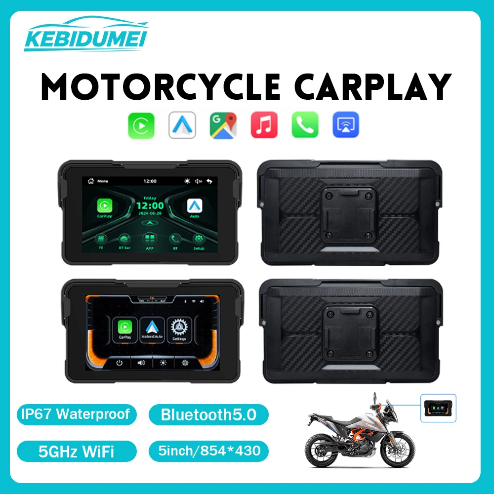 

KEBIDUMEI Motorcycle Dashboard GPS Navigation Wireless Bluetooth Carplay Android Auto Portable Digital Screen Moto Accessories