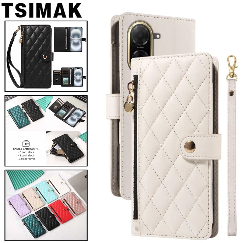 Funda tipo billetera con cremallera para Redmi A3 A3X A5, funda protectora de tarjeta de cuero magnética para Xiaomi Redmi A5 RedmiA5 A 5 4G