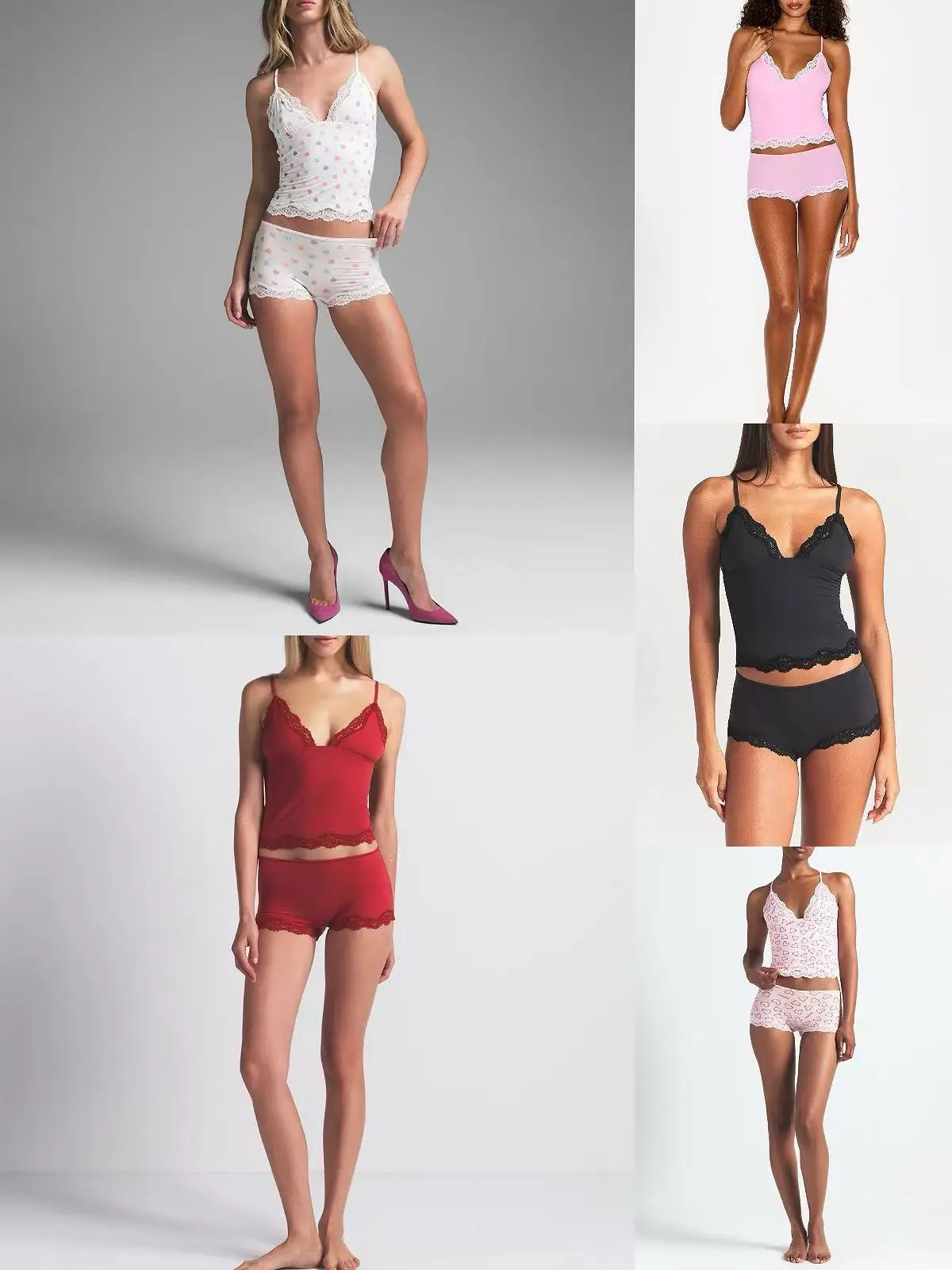 Online Store Ning Art Zen Outfit Set Lace Trimmed V-Neck Casual Wear Sleepwear Short Pants Women's Modal Cotton Vest Shorts