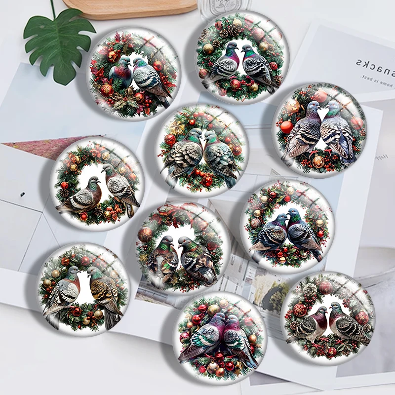 

Christmas Pigeons12/18/20/25mm glass cabochon bracelet pendant rings for jewelry demo earrings back Making findings