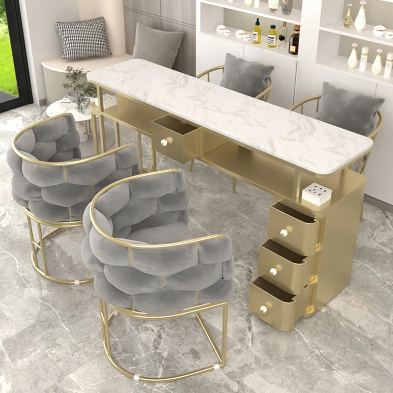 Desk Modern Nail Tables Nordic Cute Luxury Vanity Aesthetic Shelves Nail Tables Stool Dressers Mesa De Manicure Home Furniture