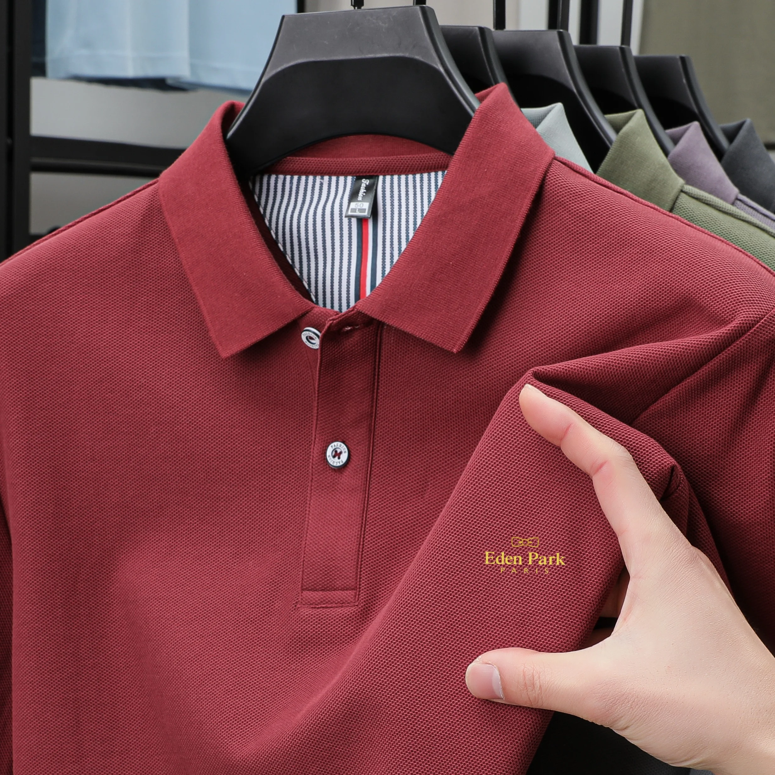 Men's Business Casual Short-Sleeved Summer Solid-Color Collar Breathable Lightweight Daily Commuting Shirt