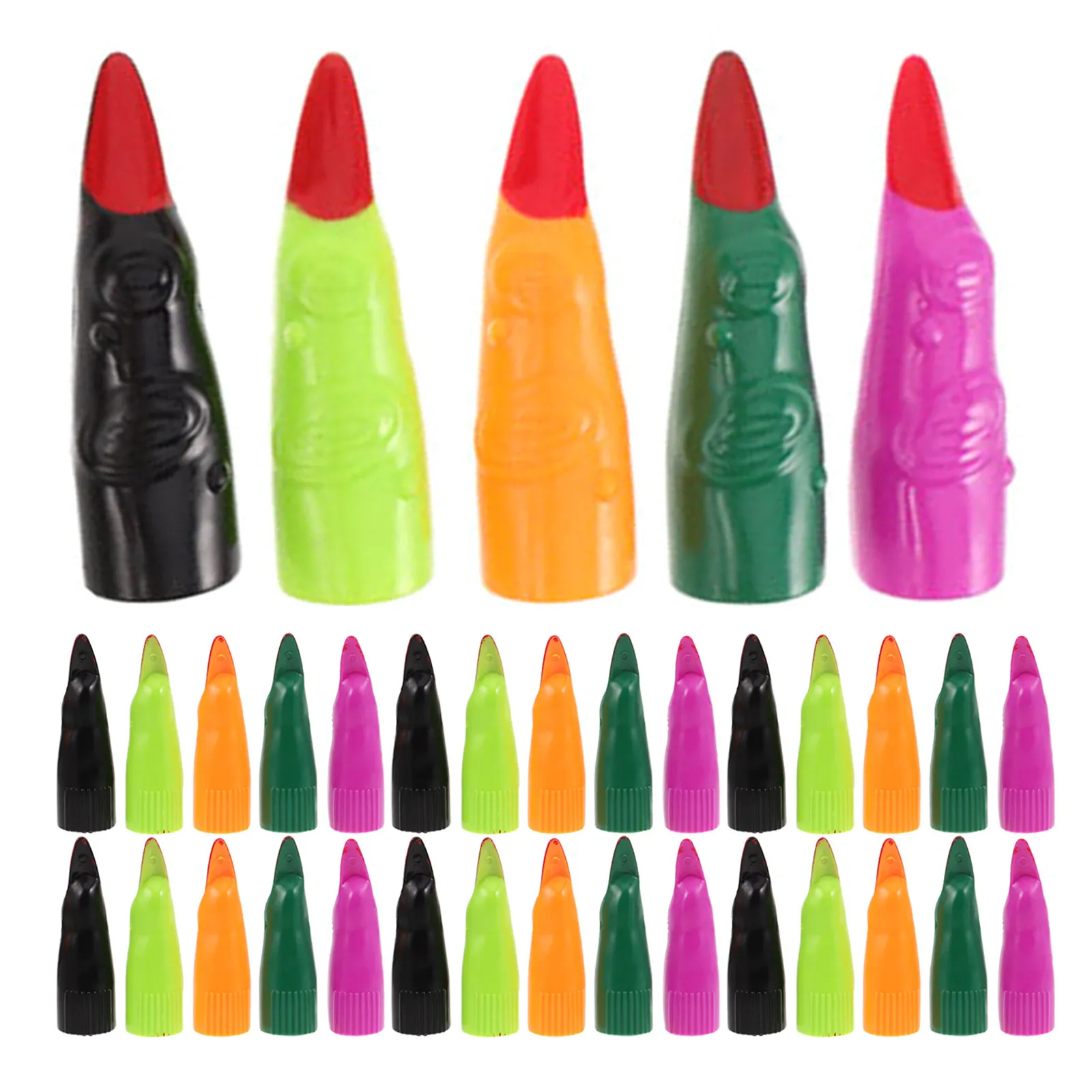 

35pcs Halloween Nail Set Colorful Plastic Witch Finger Nails Fake Claws For Costume Accessories Spooky Party Favors Cosplay