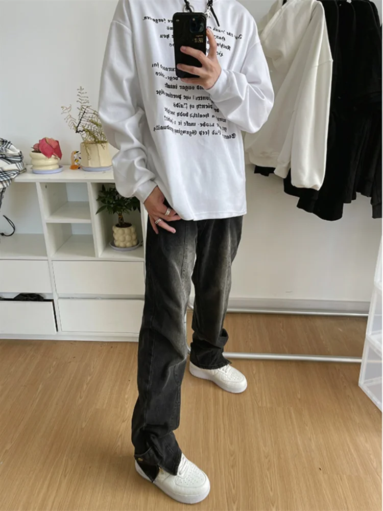 

Мужские джинсы Bla свободного прямого кроя, весенне-осенние, в стиле High Street Fashion, винтажные, в американском стиле, широкие, длинные брюки