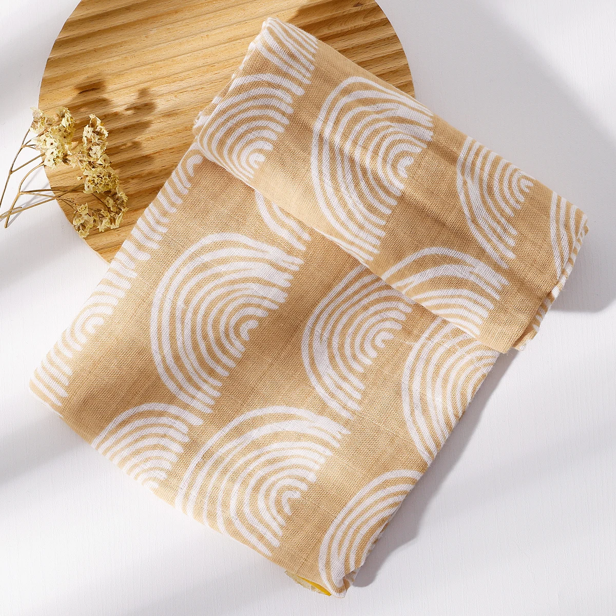 

HappyFlute Rainbow Print 1PCS 60*60CM Soft Muslin Swaddle Feeding Burp Cloth Soft Cotton Fabric Baby Face&Hand Wash Wipe