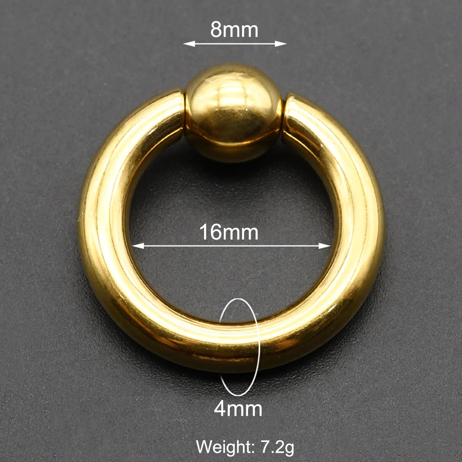 Large Gauge Surgical Steel Septum Piercing Nose Ring, Captive Bead