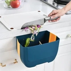 Kitchen Wall-mounted Foldable Trash Can Household Plastic Hanging Debris Storage Barrel Multi-function Cabinet Door Hanging Type