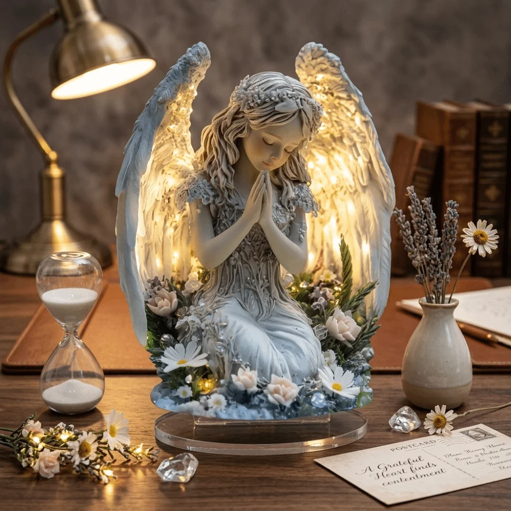 Acrylic Home Decoration Warm Atmosphere Gifts Prayer Angel Acrylic Ornament Radiant Design Mother's Day Angel Statue