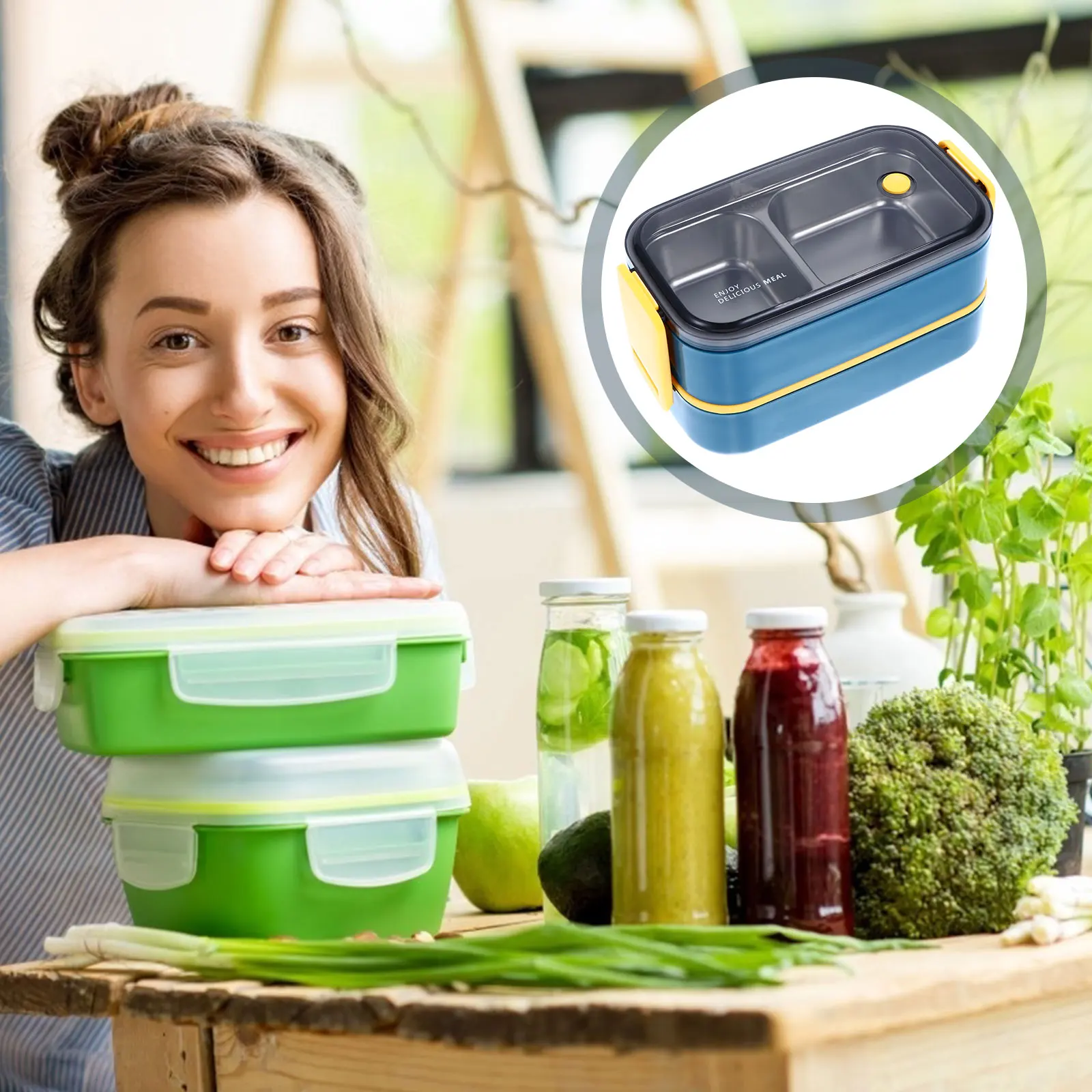

Double Layer Student Meal Box Bento Lunch Box Stainless Steel Food Container Premium Material Smooth Polishing Two Layer Design