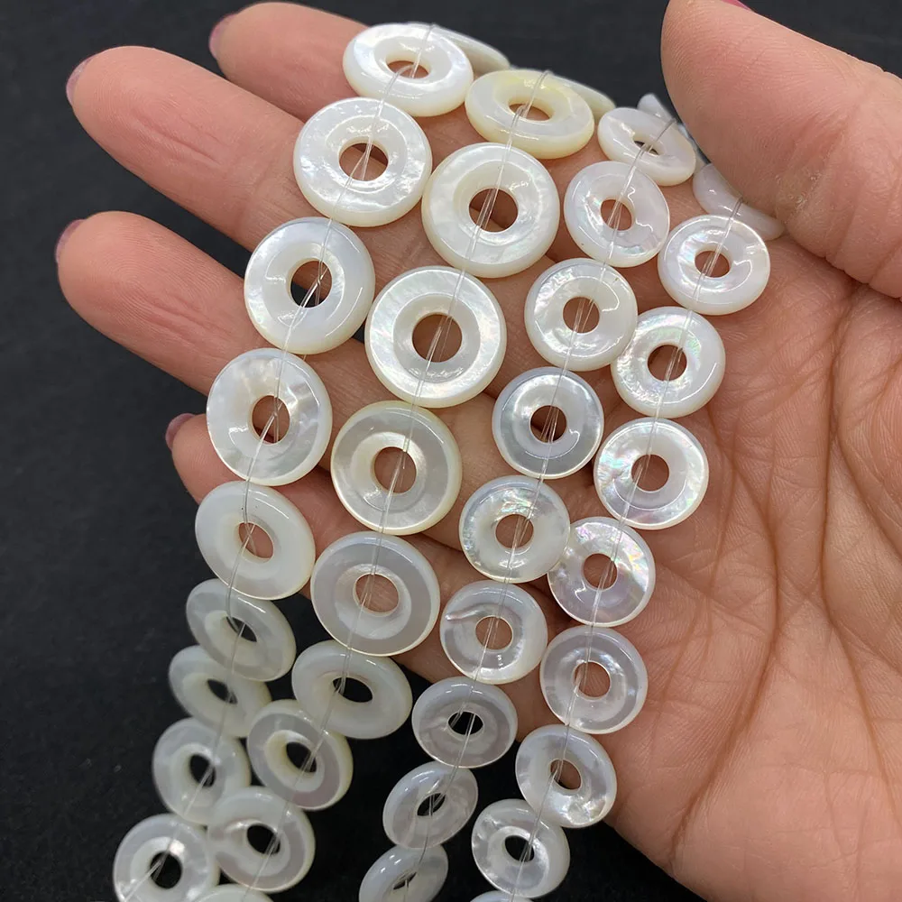 

Natural Mother of Pearl Shell Bead Donut Shape Beads for Jewelry Making DIY Necklace Bracelet Earrings Hollow Circle Accessories