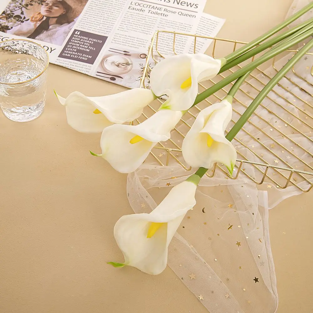 5Pc Long-branch Calla Lily PU Artificial Flowers Wedding Decor Calla Fake Flowers Party Table Floral Home Decoration Accessories