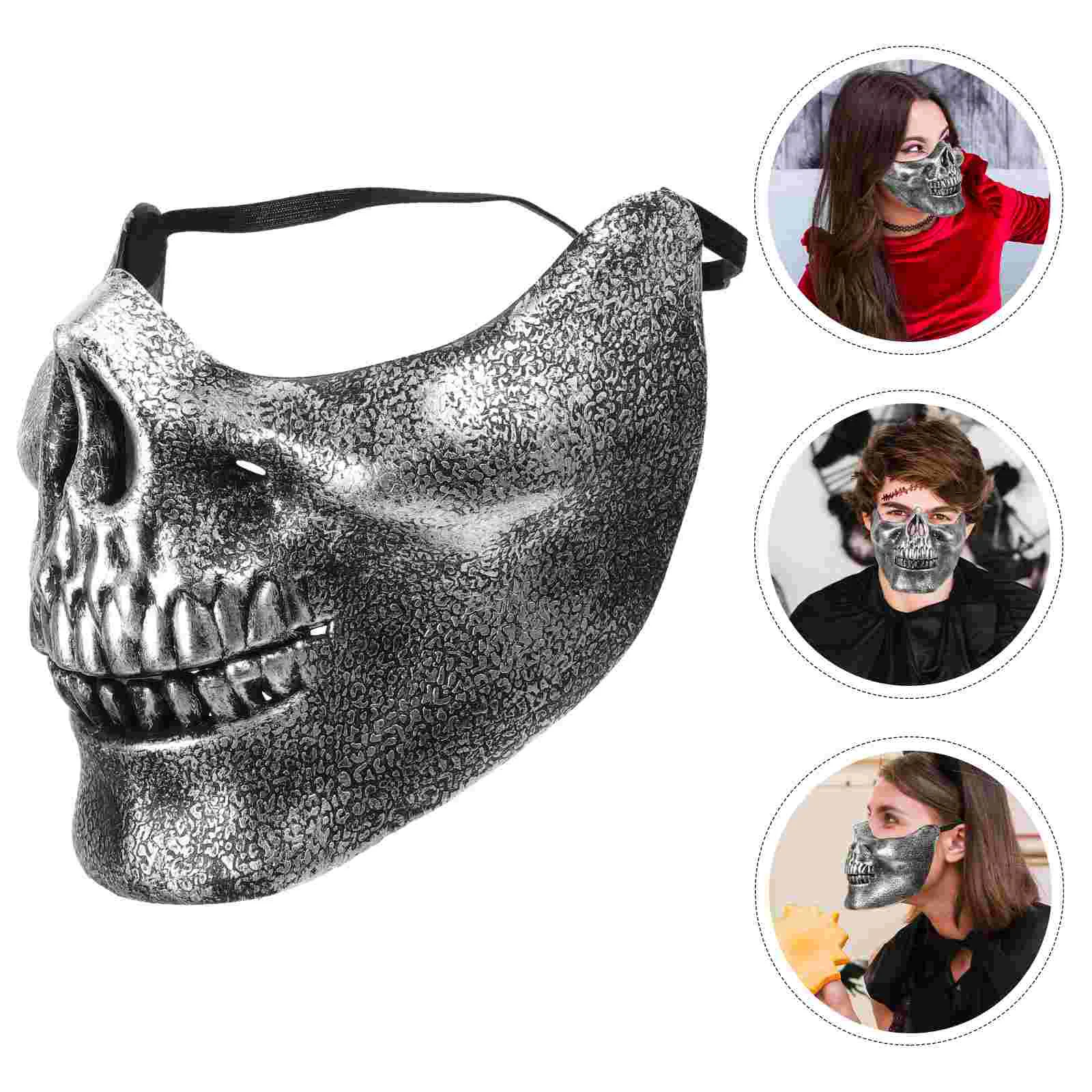 

Adult Mask Unisex Half Face Masquerade Make up Skull Style Silver Men and Women