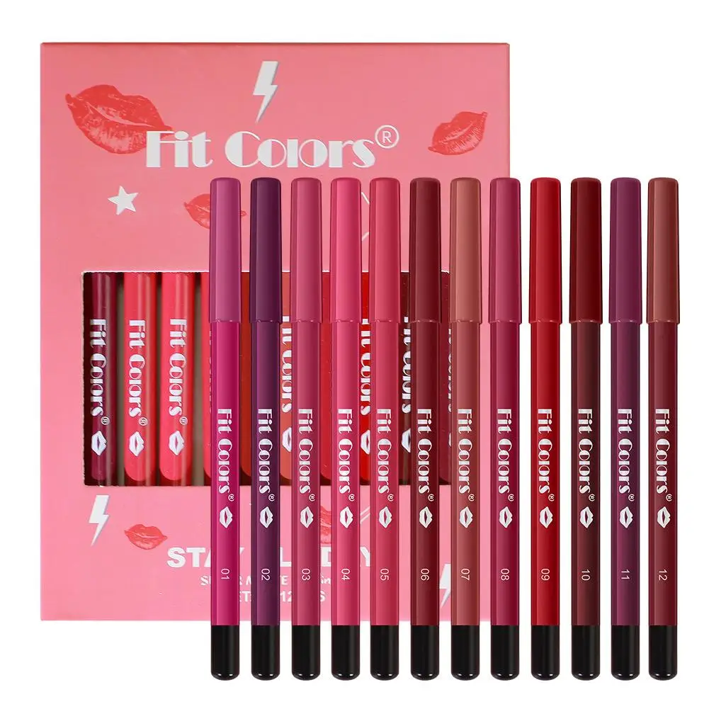 Juego de lápices delineadores de labios, lápiz labial mate de contorno desnudo, resistente al agua, lápiz labial de larga duración, cosméticos de tinte labial, 1 Juego