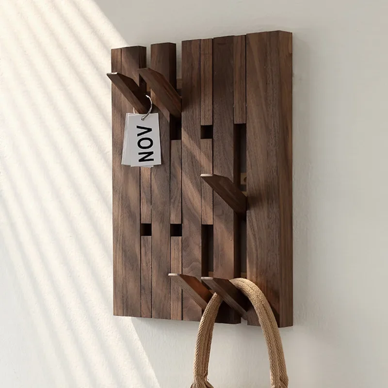 

Black Walnut Porch Hanging Clothes Hanger Solid Wood Living Room Wall Decoration Coat Racks High-end Fitting Room Clothes Hook