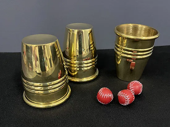 

Cups and Balls (Brass) Magic Tricks Classic Chop Cup Ball Appear Vanish Magia Stage Close Up Illusions Gimmicks Mentalism Props