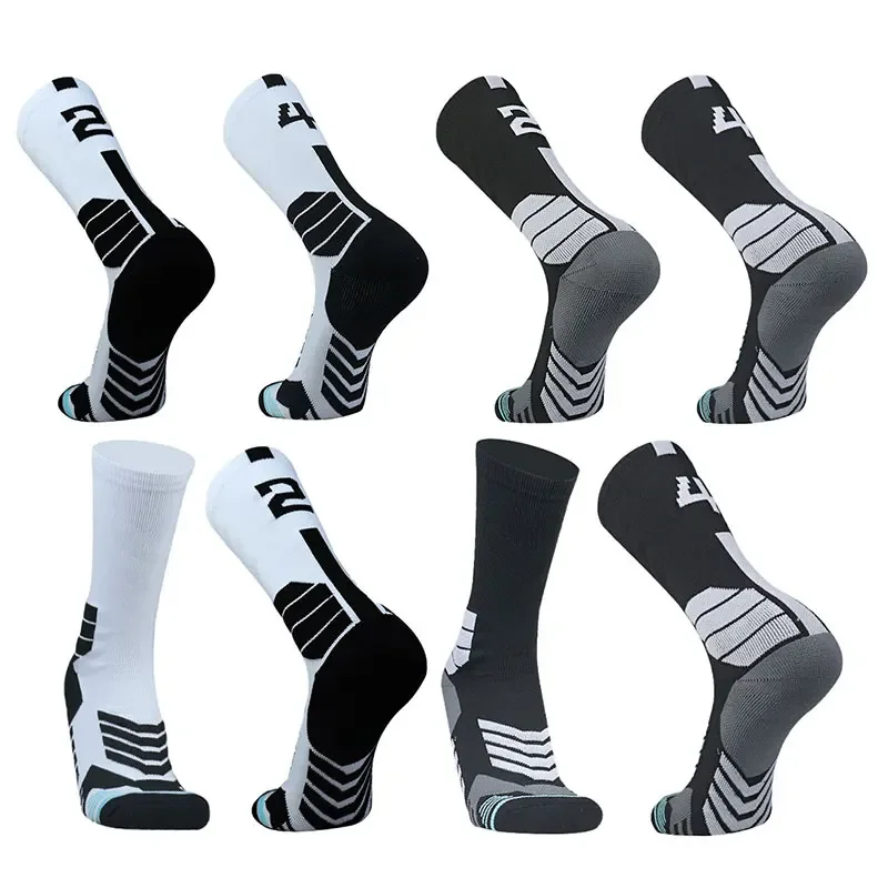 

1 Pcs High Quality Men's Compression Basketball Socks Towel Bottom Unisex Sports Socks with Number for Cycling Outdoor ﻿