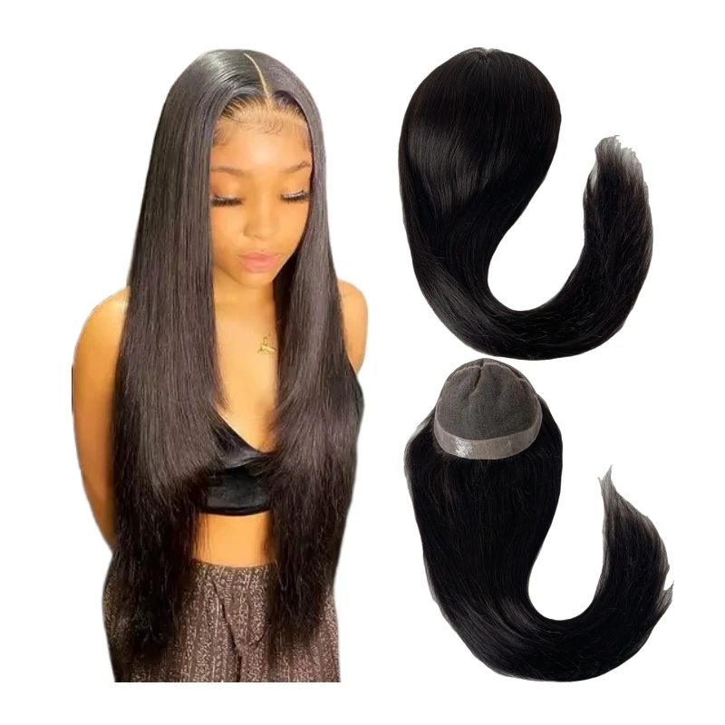 

20 Inches Natural Color Brazilian Virgin Human Hair 180% Density 9.5x10.5 Inches Topper Wig Full Lace With PU Perimete Wigs