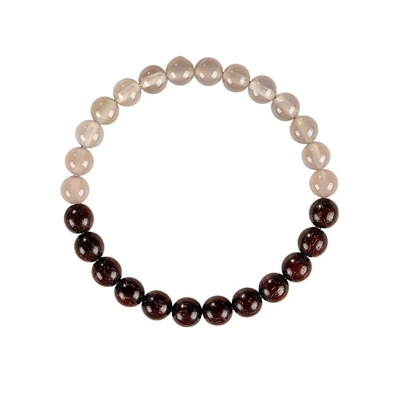 

Women’s Natural Small Leaf Red Sandalwood & Smoky Purple Hetian Jade Bracelet