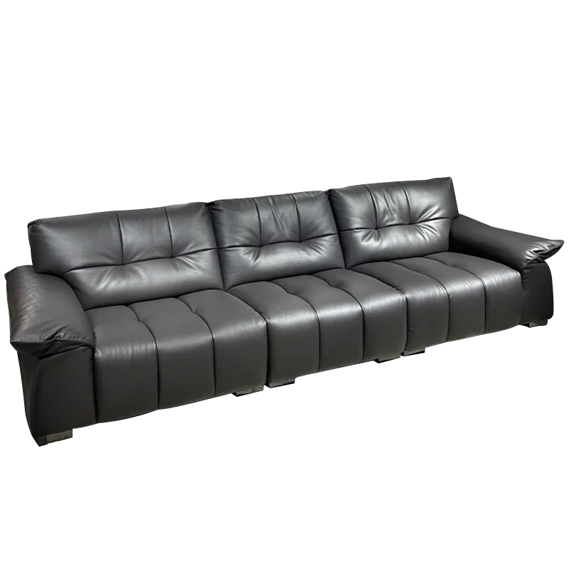 

Vintage Italian Mid-Century Genuine Leather Sofa - Compact 3-Seater Straight-Line Design for Small Spaces