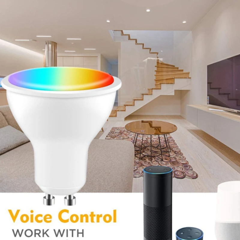 Tuya GU10 Smart LED Bulb Dimmable 5W AC100-130V WIFI+Bluetooth Smart Life App Control Work With Alexa Google Home 3 Pcs