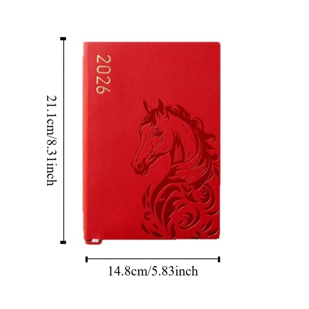 PU Leather Year of Horse Notebook Thickened Stationary Office Journal Diary Notepad Portable Wear-resistant Class lined NoteBook