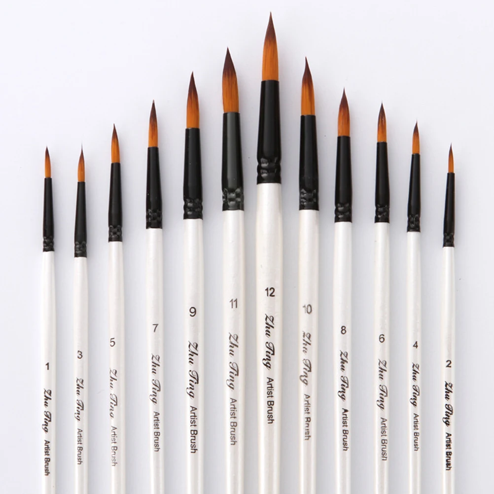 

12 Pcs Paint Brushes Set Water Color for Adult Painting Supplies White Professional Face Travel